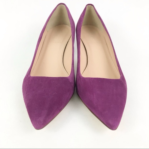 J Crew Italy 8 Dulci Suede Kitten Heels Purple - Picture 2 of 8